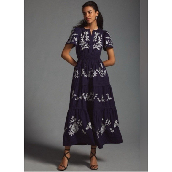 Anthropologie Dresses & Skirts - Anthropologie Navy and White Maxi Dress
